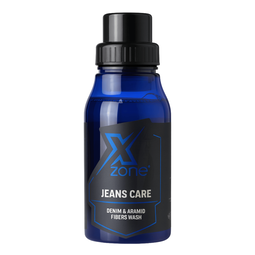 Xzone Jeans Care bottle – denim and aramid fibers wash displayed on a white background.