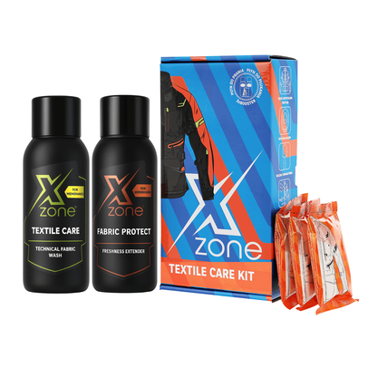 Xzone Textile Care Kit – technical fabric wash and fabric protect for motorcycle clothing, complete care set