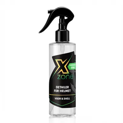 Xzone Helmet Detailer spray for visor and shell cleaning and polishing.